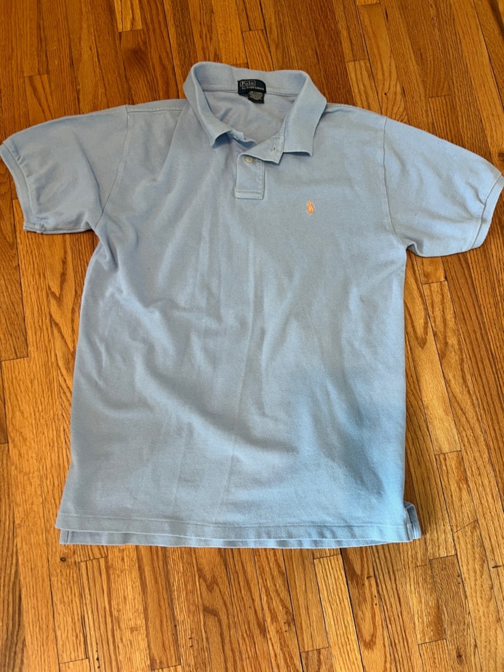 Ralph Lauren Kids Light Blue Polo with Peach Pony Embroidery